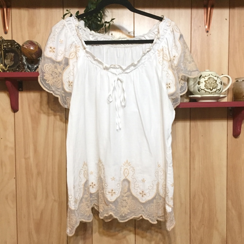 L/XL Boho Style cotton blouse